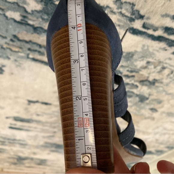 PARKER & Sky Strappy Sandal Gladiator Block High Heels Blue Butterfly Zip Up 7.5 - Picture 16 of 16